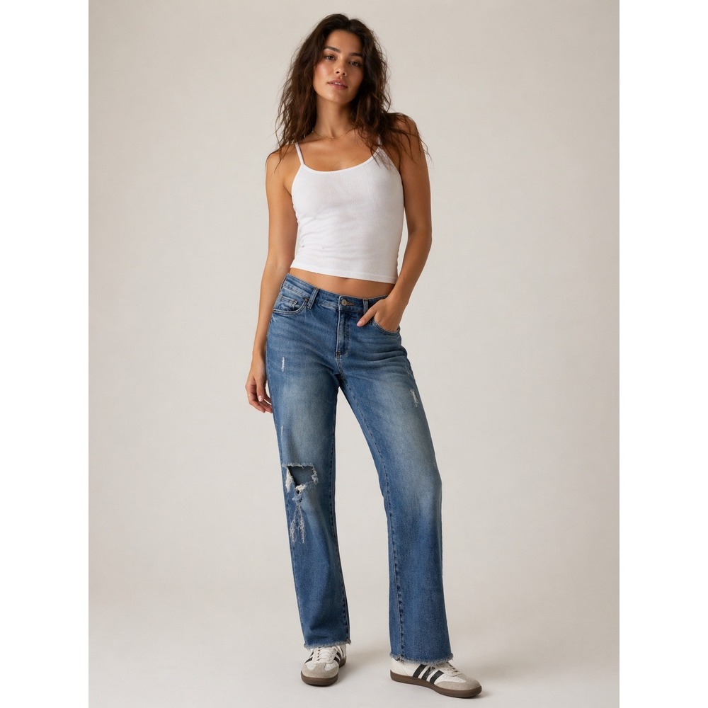 KUT from the Kloth Jeans Womens 16W Blue‎ Distressed Slim Straight Leg Denim